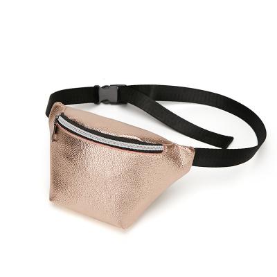 China Simple cool luminous fashion waist bag shoulder chest bag with metal lychee pattern waist bag for sale