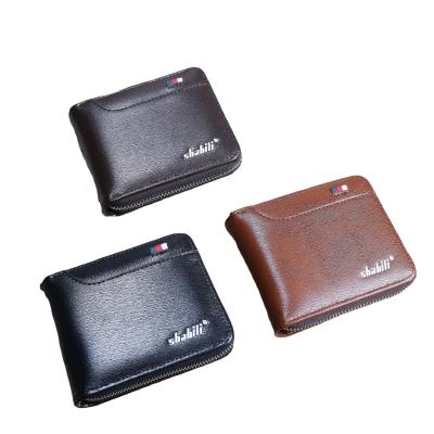 China Wholesale New Men's WALLET Business Youth Zipper Wallet Oil Wax Large Capacity Short Wallet Anti-theft for sale