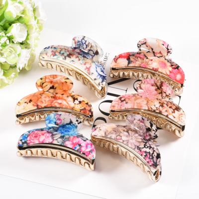 China Modern Fashion Acrylic Flower Hair Claws Flower Hair Accessories Women's Acrylic Metal Hair Claw for sale