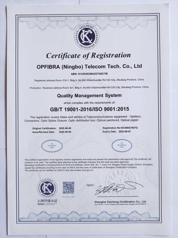 ISO9001 - Ningbo FB Communication Technology Co., Ltd.