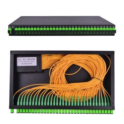 China FTTX Rack Mount 1X8 1X16 PLC Splitter Cable Distribute Box1260~1650nm 19 inch 1U or customized splitter for sale