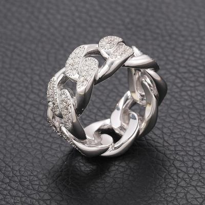 China Luxury Jewelry High Quality 925 Sterling Silver Moissanite Twist Cuban Ring For Men Women Hiphop Hip Hop Jewelry for sale