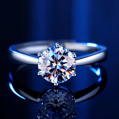 China FASHIONABLE Wholesale PT950 Gold White Plated Iced Out Diamond One Carat Adjustable Moissanite Ring for sale