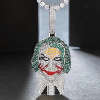 China High Quality Hiphop Halloween Design Party Jewelry New Zircon Colorful Joker Charm Clown Pendant Pendant for sale