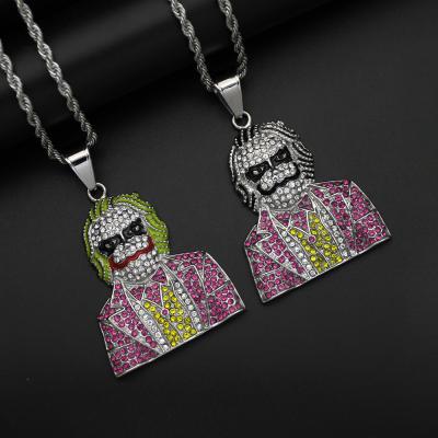 China 2021 New Hiphop Design Gold Plated Iced Out Diamond Pendant Colorful Clown Pendant For Men for sale