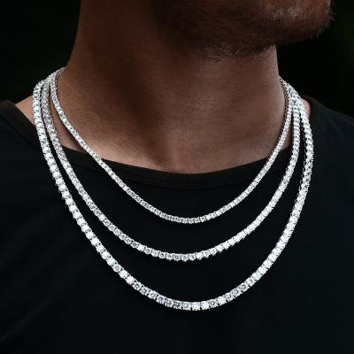 China Custom Hiphop Bling Jewelry Rope Hip Hop Outlet Iced Out Gold Plated Stainless Steel Mens Tennis Diamond Necklace Cuban Link Chain for sale