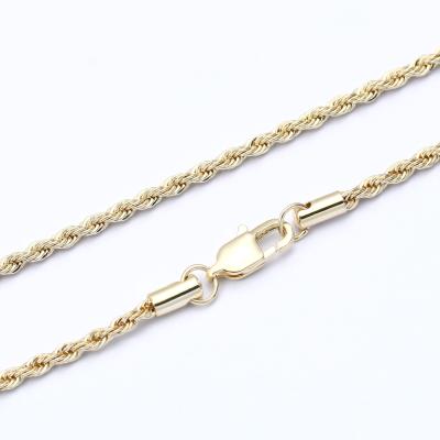 China Hiphop 14k Gold Chains For Men's Pure Gold Jewelry 4mm Twist Rope Chain For Women And Men 21 Inch Long Chain for sale