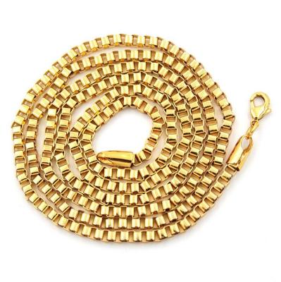 China Stock Hip Hop Sale 2.5mm Gold Jewelry Necklace , Square Box Gold Plated Necklace Chain for sale