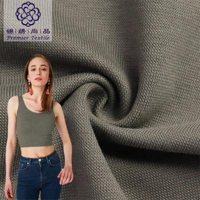 China Stretch 2020 Wholesale High Quality Women Dress Fabric Sleeveless Cotton Spandex 1x1 Worsted Rib Knit Fabric For Cuffs for sale