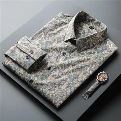 China Custom Cheap Anti-pilling Mens Clothes Cotton Polyester Short Sleeve Button Floral Print Hawaiian Dress Shirts for sale