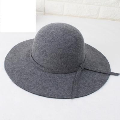 China Casual Hot selling Hat Women's Winter Fashion Wool Felt Hat Korean Version Large brim Wool Top Hat for sale