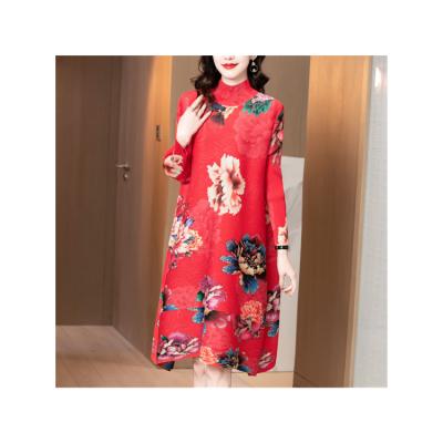 China 2021 Spring New Women's Plus Size Breathable High-end Western Style Long Sleeve Base Skirt Dress for sale