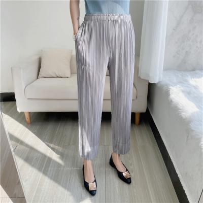 China Breathable Tianbao Pleated Skirt Miyake Vertical Stripe Skirt Hot Casual Pleated Casual Pants for sale