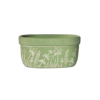 China 2022 Spring Rurality Style New Arrival Rurality Style Home Decoration Cement Garden Flower Pot With Terracotta/Green Color for sale