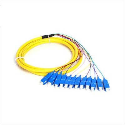 China Telecommunication 12 Core Bundle Pigtail G657A1 A2 Fiber Optic Patch Tie Customized Optical Jumper 1 Per Length Ftth Fiber Meter for sale