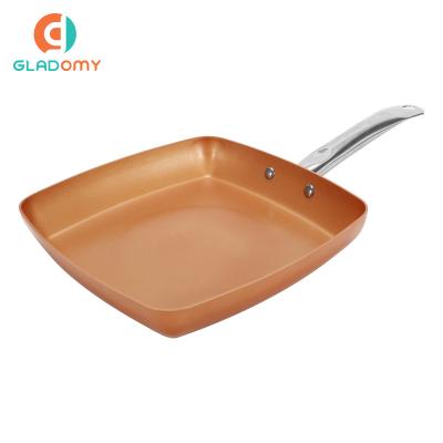 China Stocked Aluminum Non-stick Frying Pan Sauce Pan Universal Pressed Non-stick Pan Square Saute Pan for sale