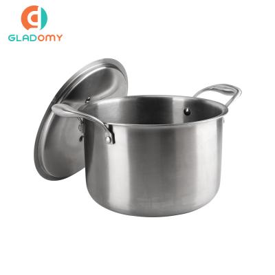 China Stainless Steel Scratch Safe Pot Stored Heavy Duty Non-Hot Double Ear Design Non-Toxic Milk Soup Pot for sale