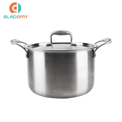 China Stocked Stainless Steel Soup Pot Easy To Clean Dutch Oven Double Ear Mini Casserole With Lid for sale