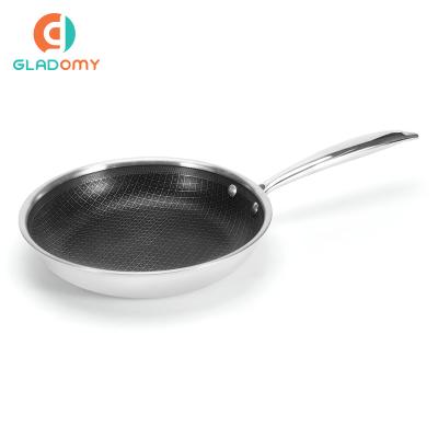 China CLASSIC Amazon Selling Premium Quality Home Kitchen Restaurant Use Stainless Steel Induction Honeycomb Frying Pan for sale