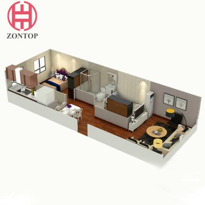 Китай Касы контейнеров спальни Zontop низкие дешевые современные 3 Prefab модульных небольших домашних расквартировывают полуфабрикат модульный дом продается