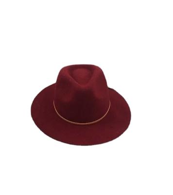 China Vintage Wide Felt Hat Jazz Top Belt Decoration Wool Customizable Stain Brim Fedora Hats Fashionable Picture Picture for sale