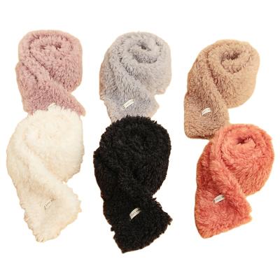 China Winter Warm Pure Color Thickened Baby Scarf Customizable Soft Fluffy Woolen Baby Scarf for sale