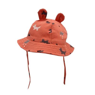 China Customizable Picture Kids Spring Autumn Windproof Cute Cotton Adjustment Baby Bucket Hat for sale