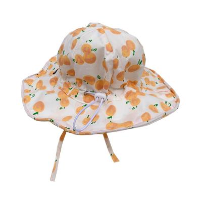 China Customizable Picture Girl Spring Summer Parasol Fruits Cotton Fit Baby Bucket Hat for sale