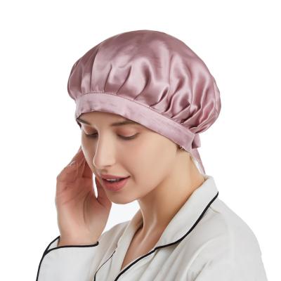 China 2021 Extra Large Salon Silk Hood Sleep-Cap 100% Mulberry Satin Hood Head Hair Cover Elastic Nightcap Chemo-CAPS Other Hats for sale