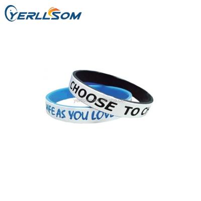 China 2018 Customized High Quality Fashional Double Layer Silicone Wristbands Customized Wristbands For Personal Logo Y051510 for sale