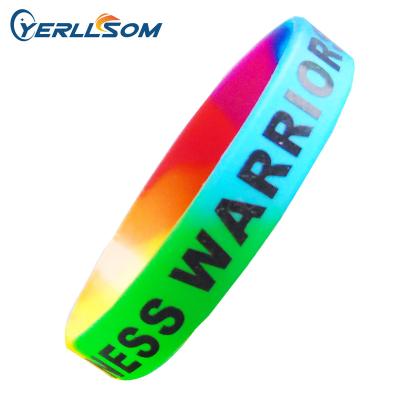 China Yerllsom/Sporty Personality Logo Casual Rainbow 1/2 Inch Customized Silicon Wristbands Wristband For Christmas Promotion Business Gift Y052009 for sale