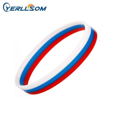 China Customized High Quality Cheapest Trade Assurance Punk 1/2 Inch Three Layers Silicone Rubber Wristbands With Copy For Events YS093001 for sale