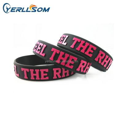 China 1/2 Inch Customized Personal Logo Stylish Top Selling Silicone Eco-Friendly Recycled Wristband For Y051810 for sale