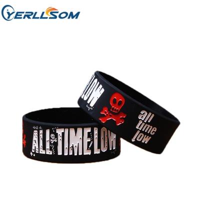 China Hyperbola Yerllsom 2020 Best Selling 1 Inch Debossed Ink Filled Bracelets Silicon Wristband Logo For Anniversary Engagement Y051801 for sale