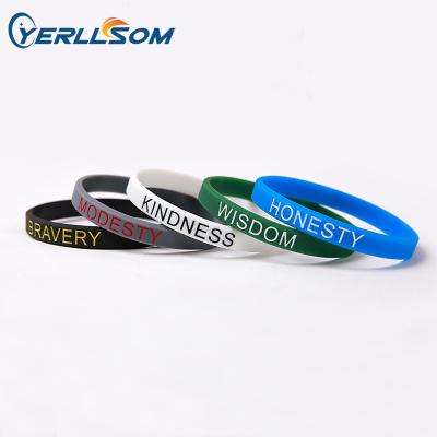 China Fashionable Wholesale 1/4inch Thin silicone bracelets with customized personal logo for Christmas Promotion giftsY0602507 for sale