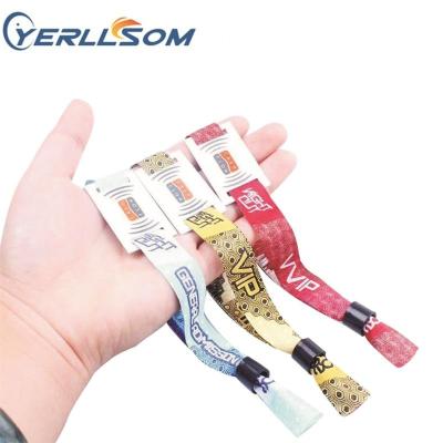 China High quality cheap artificial promotional gifts festival fabric wristbands with woven logo for YF052205 for sale