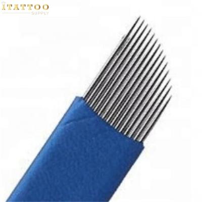 China Permanent i tattoo 3D eyebrow tattoo needle microblades 9 11 12 14 16 18 21 pins microblading hot sale blades eyebrow microblading needle for sale