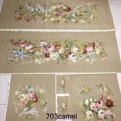 China French Aubusson Handmade Flat-weave Floral French Aubusson Fabric Sofa Set For Furniture Chair Cover Beige Light Color for sale