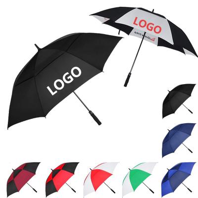 China CLASSIC Personalized Oversized Mens Long Handle 30inch Extra Large Sports Compact Logo Double Layer Vented Black Custom Golf Umbrellas for sale