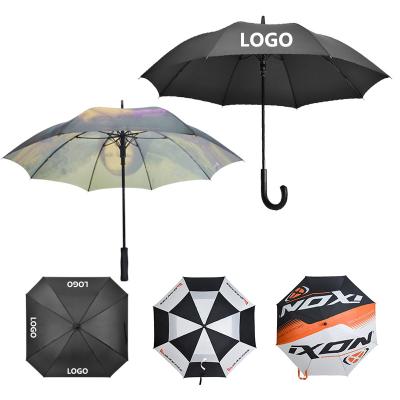 China Standard Size 23inch CLASSIC Single Layer Mens J Logo Custom Print Handle Straight Stick Umbrella Custom Black for sale