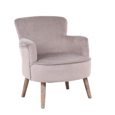 China Other Luxury Modern Taupe Leg Velvet Fabric Leisure Indoor Fancy Solid Wood Single Chair for sale