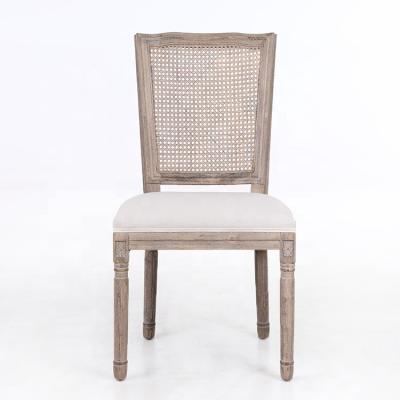 China Rubber Wooden Rattan Back Elegent Cotton / Fabric Rattan Cane Back Dinning Chairs For Canvas House KSF25001 for sale