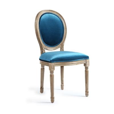 China Minimalist Anji Low MOQ Wooden Rubber Shiny Restaurant High End Dining Chairs KSV25014 Blue Velvet for sale