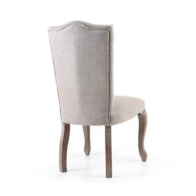 China Anji Designer Rubber Wood KSF25026 Beige Polyester High Back Dining Chairs for sale