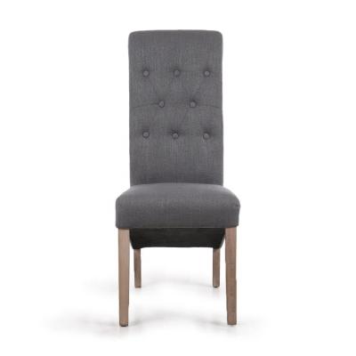 China Other Factory Price Gray Polyester Fabric High Back Luxury Dining Dining Wooden Chair for sale