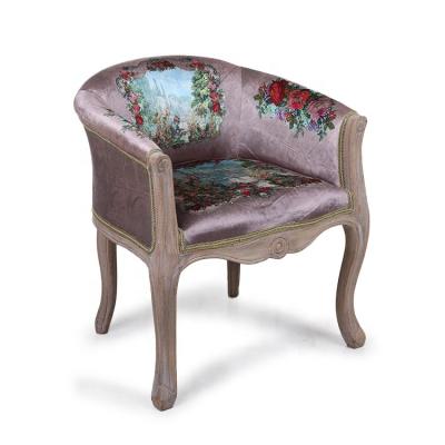 China Other Anji Kaseihomeland Rubber Wood Red Printing Vintage Armrest Fashion Luxury Bedroom Chairs Leisure for sale