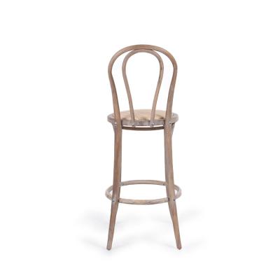 China EUROPEAN Wholesale Cheap Comfortable Rattan Seat Chair Wood Bar Stools With Back for sale