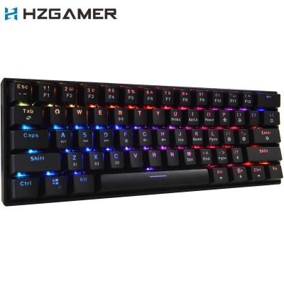 China HZGAMER 61 Key Wireless Gaming Keyboard, RGB Lights LED Keyboard, Mechanical Keyboard for PC for sale