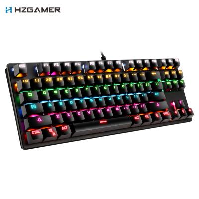 China HZGAMER Mechanical 87 Mini Keyboard, USB Gaming Keyboard, RGB LED Mechanical Keyboard for PC Game for sale