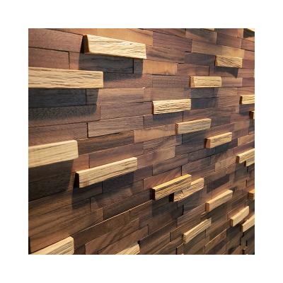 China Art Deco Background Wall Walnut Mosaic 3D Brick Wood Wall Panel Home Decor Dining Room Wall Panel Natural Wall-patternde Living Room for sale